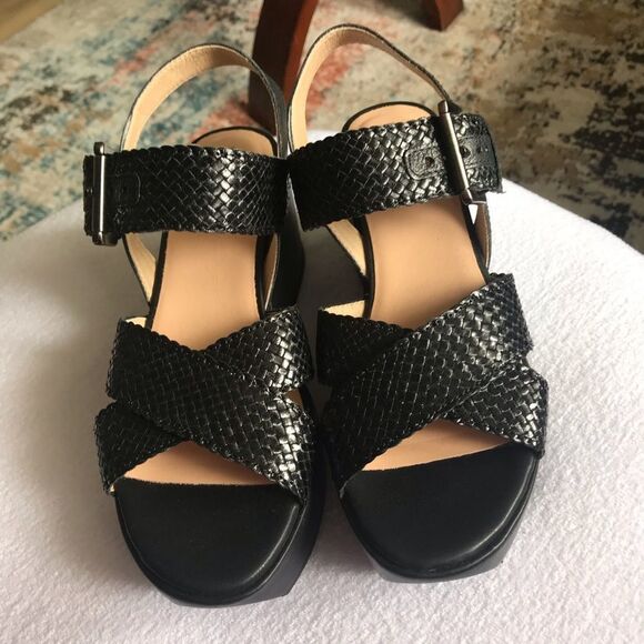 New Geox Sandals Wedge for Women Black 37 1/2 - Picture 11 of 12